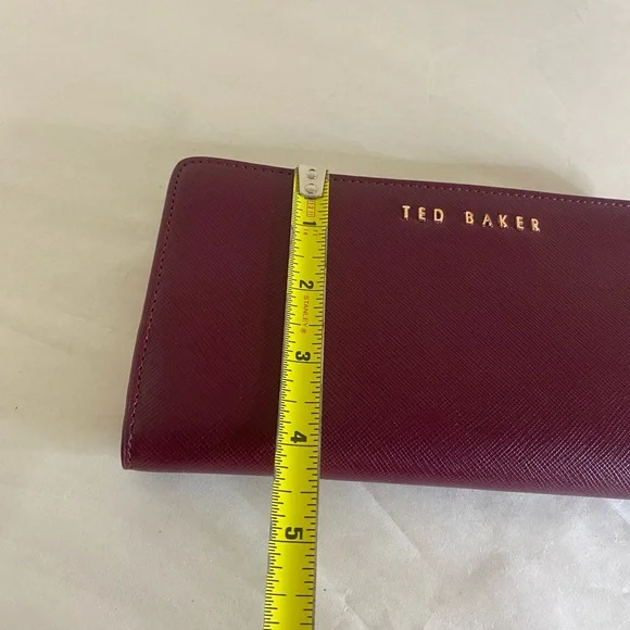 Ted Baker Maroon Leather Wallet pink lining pocketbook rose gold - Picture 7 of 8